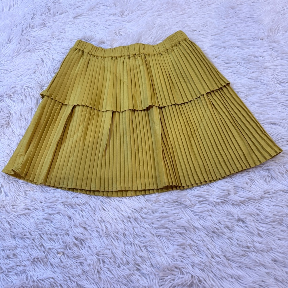 Crewcuts girl Girls' tiered pleated skirt‎ in yellow elastic waist lined